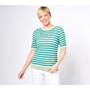 Sport Savvy Sweater Plus Size 2X Striped Open Stitch Rainforest Cozy Knit NEW
